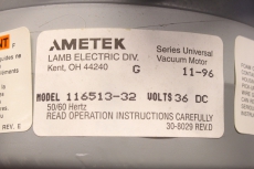 AMETEK LAMB 116513-32 36V DC Vaccm Staubsauger Motor 116513-32 OVP
