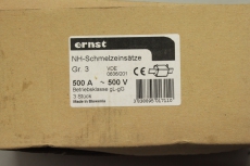 3x ERNST NH3 NV3 500A 120kA NH Sicherungseinsatz 1-250A 500V 3838895017110 OVP