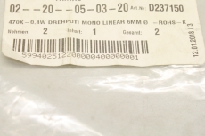 2x MEG D237150 470k 0,4W Mono Linear 6mm  Potentiometer Drehpoti D237150