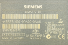  SIEMENS SIMATIC S7-400 6ES7407-0DA02-0AA0 E:2 Stromversorgung 