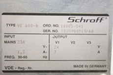 SCHROFF VE 600-B 11005-541 230V 1,2A  Netzgerät VE600-B