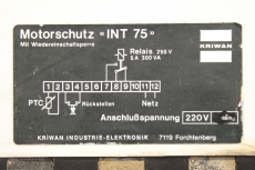 KRIWAN INT75 220V Motorschutz  INT75