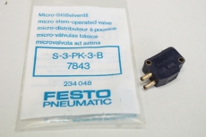  FESTO betätigtes Mikrostößelventil S-3-PK-3-B  7843 234 048 OVP