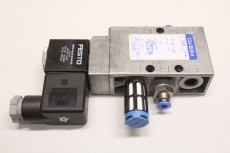 FESTO MFH-5-1/8 & MSFG-24 24V 5/2 Wege Elektro Magnetventil & Schalldämpfer 