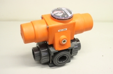 GEORG FISCHER 343 DN32 PVC-U FPM Kugelhahn pneumatischer Stellantrieb 