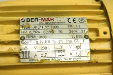 BER-MAR AF.71.S2.7000 0,75kW 2800rpm 230V 400V Getriebemotor INDUR A-40 GA I:60