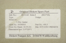 DICKOW PUMPEN 00598503 213x220x1mm Pumpe Dichtung Gasket OVP