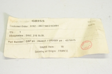 TYCO 9782-3027184/3103464 Disc 316 ST st Griss 49750C5
