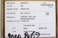 FLOWSERVE 400036272 EUROPAC 600-032 Q69Q69V86G55G30  Seal Kit OVP