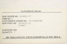 FLOWSERVE 310290769 00568242GU-MVSR4000333 Dichtung Seal Gasket M3H002-177 OVP
