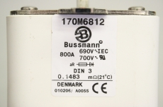 BUSSMANN 170M6812 800A 690V 700V NH Sicherungseinsatz OVP