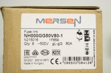 6x MERSEN NH000GG50V80-1 500V 80A NH Sicherungseinsatz 4086500084128 OVP