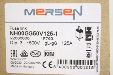 3x MERSEN NH00GG50V125-1 125A 500V NH00 NH Sicherungseinsatz 8430399001319 OVP