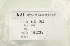 3x MAT Mess und aparatetechnik 101-002-05 0100115380 10 Ersatzteil PTFE  OVP