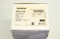 3x SIEMENS 3NA3836 NH00 160A 500V 60269 3NA3 836 NH Sicherungseinsatz OVP