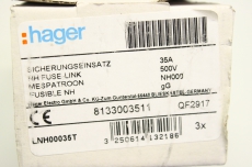 3x HAGER 8133003511 NH000 35A 500V 120kA NH Sicherungseinsatz OVP
