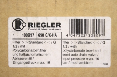 RIEGLER 100957 4047322338097 1/2 Filter Gehäuse Polycarbonatbehälter OVP