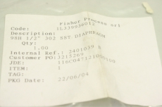 FISHER PROCESS 1L339936012 116C047121000100 98H 1/2 302 Membran Membrane 