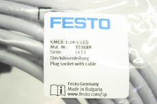 3x FESTO KMEB-1-24-5-LED 151689 1-24-5-LED 24V 5m Steckdosenleitung OVP