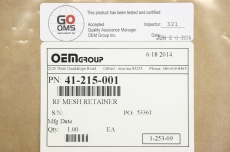OEM GROUP 41-215-001 27472 GND RING RETAINER 903E RF Mesh Retainer OVP