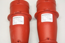 2x MENNEKES 252 16A 3P 380-415V 6h IP44 Stecker Kupplung 