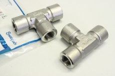 2x SWAGELOK 65402 SS-6-T 3/8 Verschraubung T connector OVP