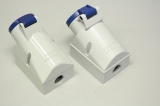 2x MENNEKES 101 16A 200-250V 2P 2P+ IP44 6h Stecker Kupplung Wanddose 